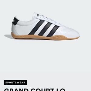 adidas Grand Court Indoor Sneakers in White and Black with Gum Sole